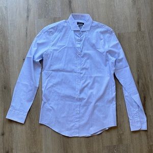 Zara menswear fitted button down white striped fancy shirt